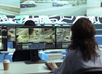 Call center employee providing shipment information via gps satellite navigation for their clients, ensuring fast delivery and order tracking service. Operator monitoring traffic for the couriers.